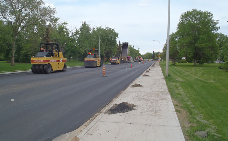 Paving along 112 Avenue