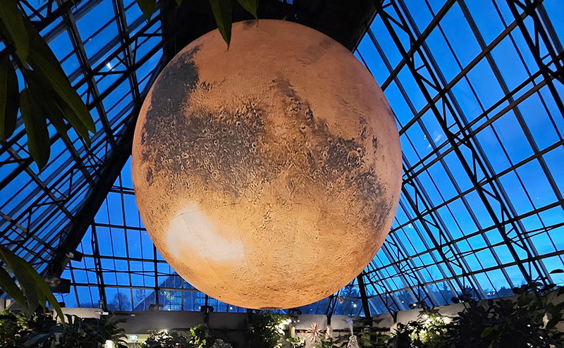 A replica of Mars inside the Feature Pyramid at Muttart Conservatory.